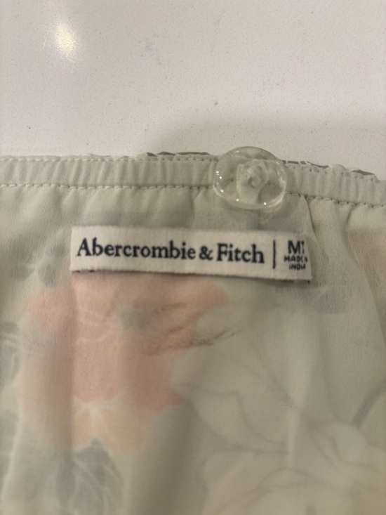 Abercrombie & Fitch Floral Print Maxi Dress Linen Blend Slit Sundress Size M - Picture 5 of 6